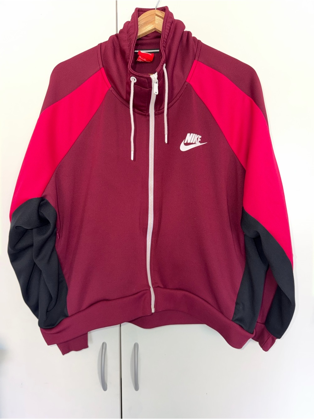 Nike Women's Burgundy, Hot Pink & Black Full-Zip Track Jacket